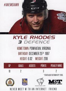 2016-17 Guelph Storm (OHL) Series 1 #NNO Kyle Rhodes Back