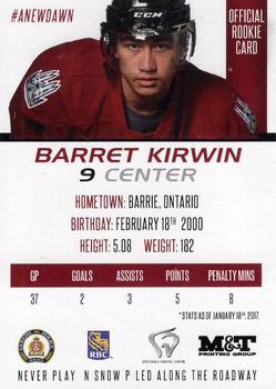 2016-17 Guelph Storm (OHL) Series 2 #NNO Barret Kirwin Back