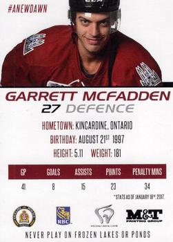 2016-17 Guelph Storm (OHL) Series 2 #NNO Garrett McFadden Back