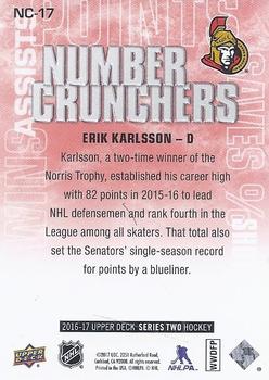 2016-17 Upper Deck - Number Crunchers #NC-17 Erik Karlsson Back
