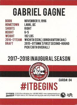 2017-18 Belleville Senators (AHL) #4 Gabriel Gagne Back