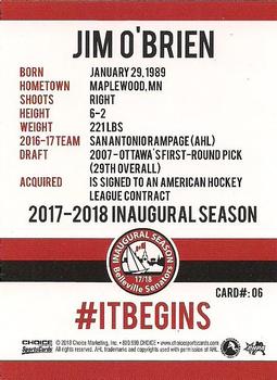 2017-18 Belleville Senators (AHL) #6 Jim O'Brien Back