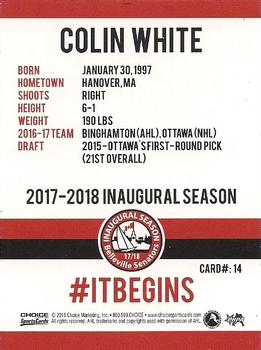 2017-18 Belleville Senators (AHL) #14 Colin White Back