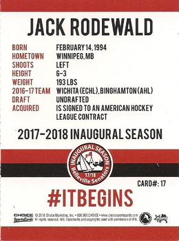2017-18 Belleville Senators (AHL) #17 Jack Rodewald Back