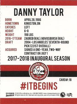 2017-18 Belleville Senators (AHL) #18 Danny Taylor Back