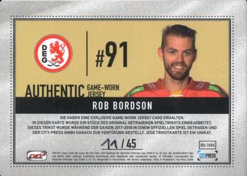 2017-18 Playercards (DEL) - Jersey Cards #DEL-TK04 Rob Bordson Back