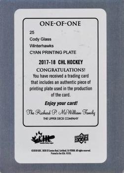 2017-18 Upper Deck CHL - Printing Plates - Cyan #25 Cody Glass Back