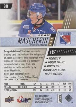 2017-18 Upper Deck CHL - Autographs #90 Adam Mascherin Back