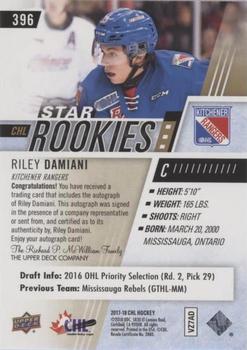 2017-18 Upper Deck CHL - Autographs #396 Riley Damiani Back