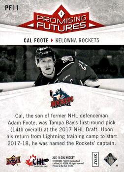 2017-18 Upper Deck CHL - Promising Futures #PF11 Cal Foote Back