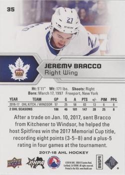 2017-18 Upper Deck AHL - Silver Foil #35 Jeremy Bracco Back