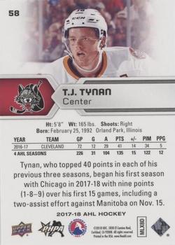 2017-18 Upper Deck AHL - Silver Foil #58 T.J. Tynan Back