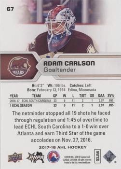 2017-18 Upper Deck AHL - Silver Foil #67 Adam Carlson Back