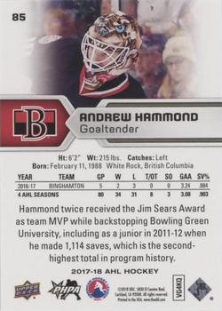 2017-18 Upper Deck AHL - Silver Foil #85 Andrew Hammond Back