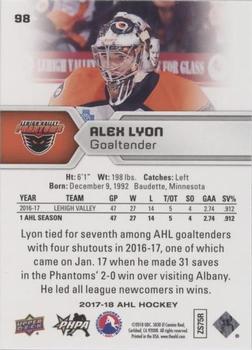 2017-18 Upper Deck AHL - Silver Foil #98 Alex Lyon Back