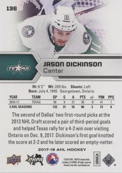 2017-18 Upper Deck AHL - Silver Foil #136 Jason Dickinson Back
