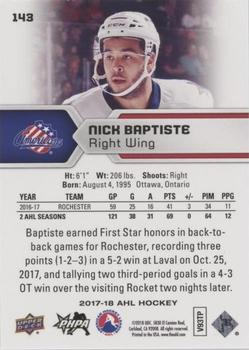 2017-18 Upper Deck AHL - Silver Foil #143 Nick Baptiste Back