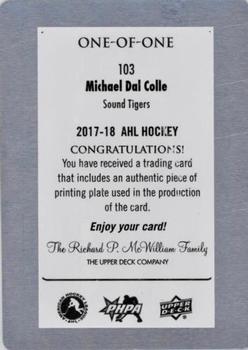 2017-18 Upper Deck AHL - Printing Plates Cyan #103 Michael Dal Colle Back