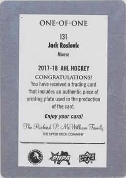 2017-18 Upper Deck AHL - Printing Plates Cyan #131 Jack Roslovic Back