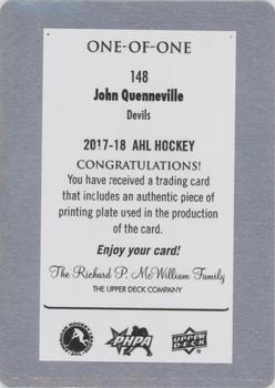 2017-18 Upper Deck AHL - Printing Plates Cyan #148 John Quenneville Back