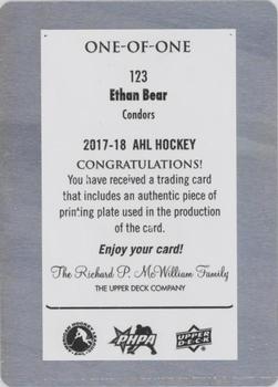 2017-18 Upper Deck AHL - Printing Plates Magenta #123 Ethan Bear Back