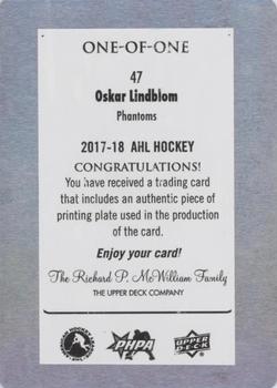 2017-18 Upper Deck AHL - Printing Plates Yellow #47 Oskar Lindblom Back