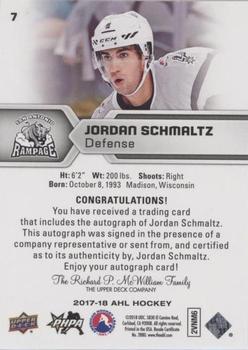 2017-18 Upper Deck AHL - Autographs #7 Jordan Schmaltz Back