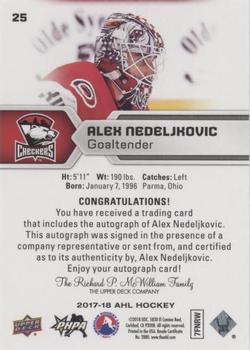 2017-18 Upper Deck AHL - Autographs #25 Alex Nedeljkovic Back