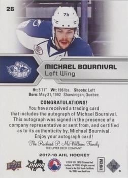 2017-18 Upper Deck AHL - Autographs #26 Michael Bournival Back