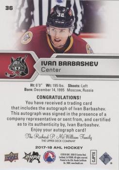 2017-18 Upper Deck AHL - Autographs #36 Ivan Barbashev Back