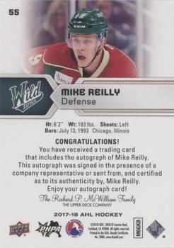 2017-18 Upper Deck AHL - Autographs #55 Mike Reilly Back