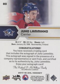 2017-18 Upper Deck AHL - Autographs #80 Juho Lammikko Back