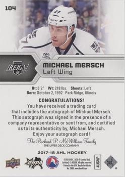 2017-18 Upper Deck AHL - Autographs #104 Michael Mersch Back