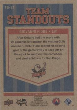 2017-18 Upper Deck AHL - AHL Team Standouts #TS-21 Giovanni Fiore Back