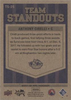 2017-18 Upper Deck AHL - AHL Team Standouts #TS-25 Anthony Cirelli Back