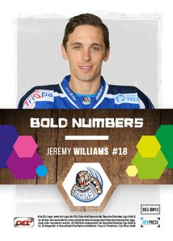 2017-18 Playercards (DEL) - Bold Numbers #DEL-BN13 Jeremy Williams Back