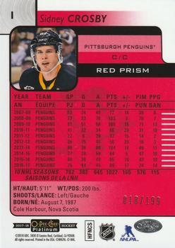 2017-18 O-Pee-Chee Platinum - Red Prism #1 Sidney Crosby Back