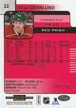 2017-18 O-Pee-Chee Platinum - Red Prism #22 Mikael Granlund Back
