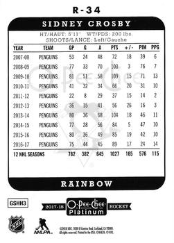 2017-18 O-Pee-Chee Platinum - Retro Rainbow #R-34 Sidney Crosby Back