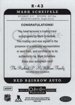 2017-18 O-Pee-Chee Platinum - Retro Red Rainbow Autographs #R-43 Mark Scheifele Back