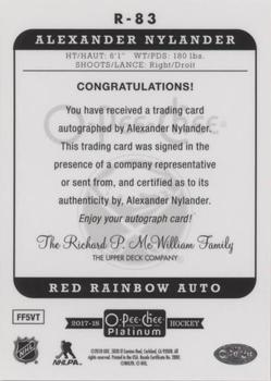 2017-18 O-Pee-Chee Platinum - Retro Red Rainbow Autographs #R-83 Alexander Nylander Back