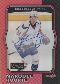 2017-18 O-Pee-Chee Platinum - Retro Red Rainbow Autographs #R-88 Riley Barber Front
