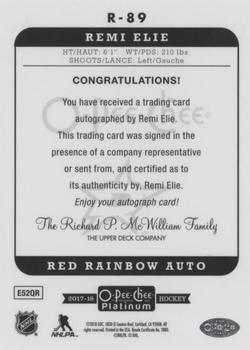 2017-18 O-Pee-Chee Platinum - Retro Red Rainbow Autographs #R-89 Remi Elie Back