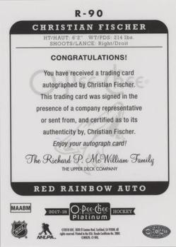 2017-18 O-Pee-Chee Platinum - Retro Red Rainbow Autographs #R-90 Christian Fischer Back
