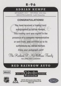 2017-18 O-Pee-Chee Platinum - Retro Red Rainbow Autographs #R-96 Adrian Kempe Back