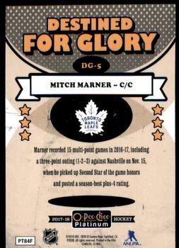 2017-18 O-Pee-Chee Platinum - Destined for Glory #DG-5 Mitch Marner Back