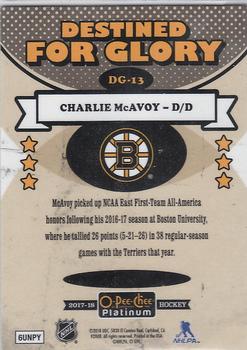 2017-18 O-Pee-Chee Platinum - Destined for Glory #DG-13 Charlie McAvoy Back