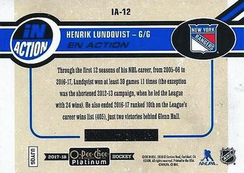 2017-18 O-Pee-Chee Platinum - In Action #IA-12 Henrik Lundqvist Back
