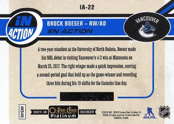 2017-18 O-Pee-Chee Platinum - In Action #IA-22 Brock Boeser Back
