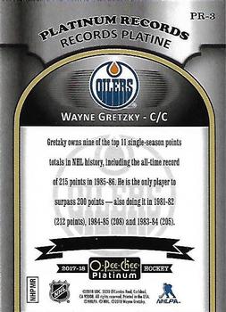 2017-18 O-Pee-Chee Platinum - Platinum Records #PR-3 Wayne Gretzky Back